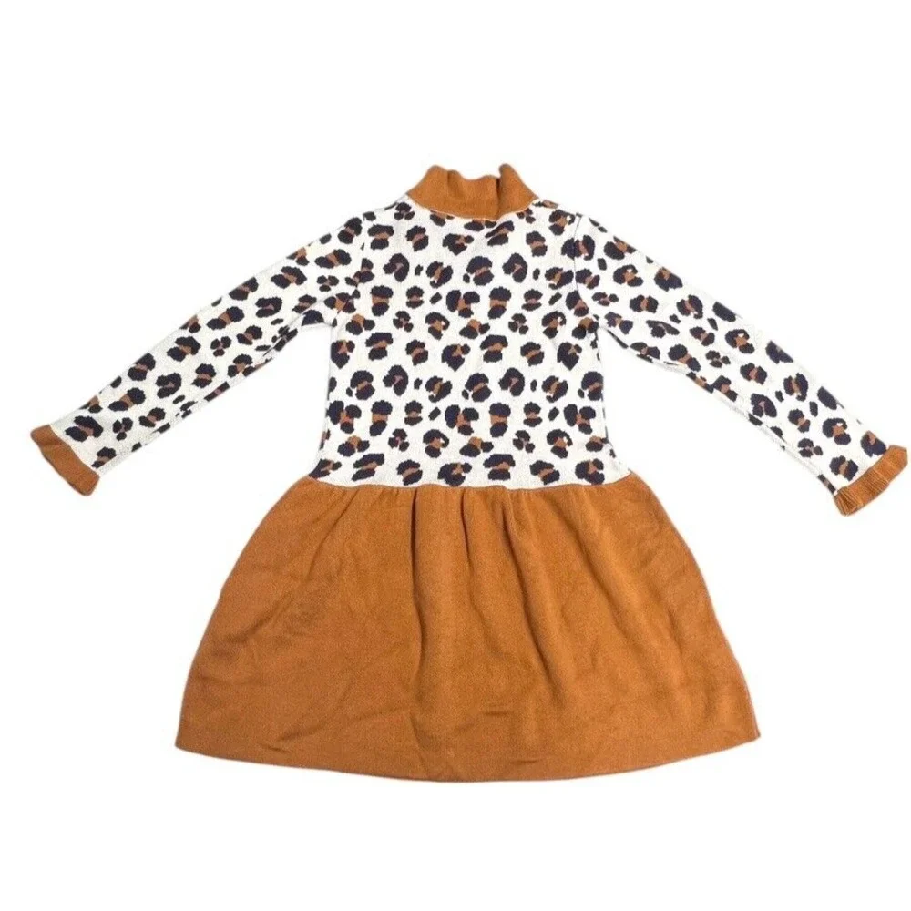 New Finding FoxTale Girls Wild Side Sweater Dress‎ Leopard Size 6